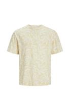 Jack & J S Jorlafayette Aop Tee Ss Crew Neck Ln Gul