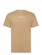 Tjm Slim Tj 85 Entry Tee Ext Tops T-shirts Short-sleeved Beige Tommy J...