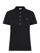 Slim Sheild Cap Sleeve Pique Polo Tops T-shirts & Tops Polos Black GAN...