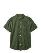 Charter Print S/S Wvn Tops Shirts Short-sleeved Khaki Green Brixton