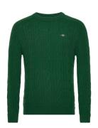 GANT Lambswool Cable C-Neck Grön