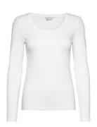 GANT Slim Cot/Ela Ls Scoop Neck Top Vit