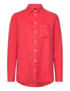 Isa Linen Shirt Tops Shirts Long-sleeved Red Lexington Clothing