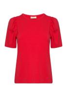 Fqfenja-Tee-Puff Tops T-shirts & Tops Short-sleeved Red FREE/QUENT