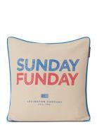 Lexington Home Sunday Funday Printed Cotton Canvas Pillow Cover Beige