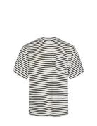 Akholger Frotte Stripe Tee Tops T-shirts Short-sleeved Navy Anerkjendt