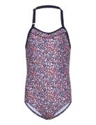 Color Kids Swimsuit W. Halterneck, Aop Rosa