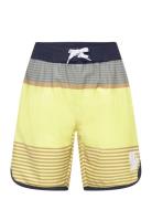 Swim Long Shorts, Striped Badshorts Yellow Color Kids