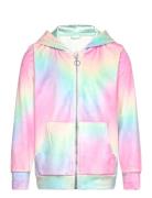 Lindex Hoodjacket Velour Rainbow Aop Rosa