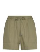 Mango Fluid Shorts With Bow Khaki Green