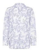 Mango Floral-Embroidered Shirt Blå