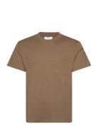 Mango 100% Cotton T-Shirt With Pocket Brun