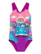 Speedo Girls Digital Printed Swimsuit Rosa