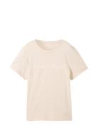 Tom Tailor T-Shirt Logo Print Beige