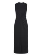 Mango Midi-Dress With Draped Detail Svart