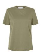 Selected Femme Slfmyessential Ss O-Neck Tee Noos Khaki Green