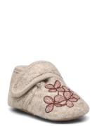 Melton Hortensia Wool Slippers Beige