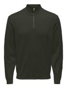 ONLY & SONS Onswyler Life Reg 14 Half Zip Knit Noos Grön