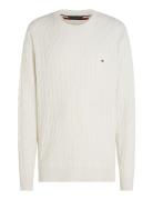 Tommy Hilfiger Classic Cotton Cable Crew Neck Vit