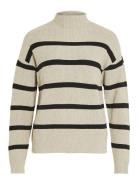 Vila Viril Mockneck L/S Knit Rib Top 2- Noos Beige