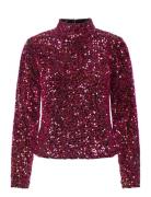 YAS Yaspinko Sequin Ls Blouse - Show Röd