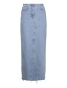 Mango Long Denim Skirt Blå