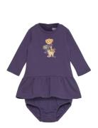 Ralph Lauren Baby Polo Bear Fleece Dress & Bloomer Blå