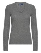 Polo Ralph Lauren Cable-Knit Wool-Cashmere V-Neck Sweater Grå