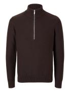 Selected Homme Slhaxel Ls Knit Half Zip Brun