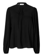 Selected Femme Slfkaterine Ls Tie Top B Svart