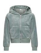 Lindex Sweatshirt Velour With Hoodie Grön