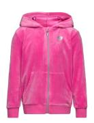 Lindex Hoodjacket With Zipper Velour Rosa