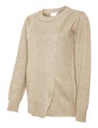 Mamalicious Mlnewanne Iris L/S Knit Top 2F Beige