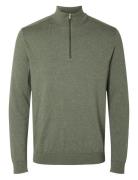 Selected Homme Slhberg Half Zip Cardigan Noos Grön