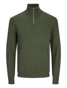 Jack & J S Jjeemil Knit Half Zip Noos Khaki Green