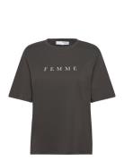 Selected Femme Slfvilja Ss Printed Tee W Noos Grå