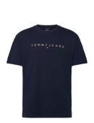 Tommy Jeans Tjm Reg Gold Linear Logo Tee Ext Marinblå