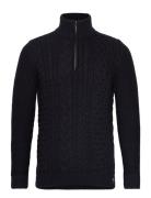 Superdry Jacob Cable Knit Half Zip Marinblå