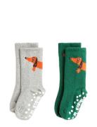 Mini Rodini Dog 2-Pack Anti-Slip Socks Multi/patterned