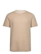 Anerkjendt Akrod S/S Cot/Linen Stripe Tee Beige