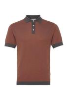 Lindbergh Knitted Polo S/S Contrast Brun