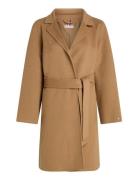 Tommy Hilfiger Reg Df Wool Belted Coat Beige