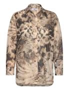 Mango Semi-Transparent Animal-Print Shirt Beige