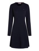 Tommy Hilfiger Soft Wool Flared C-Nk Swt Dress Marinblå