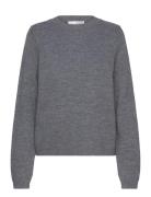 Selected Femme Slfana Ls Knit O-Neck Noos Grå