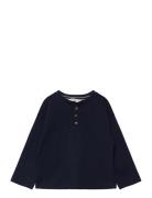 Mango Long Sleeve Cotton T-Shirt Marinblå