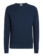 Calvin Klein Small Basquet Weave Cn Sweater Blå