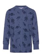 Geggamoja Bamboo Grandpa Sweater L.s Blue Astronaut Blå