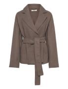 Gina Tricot Belted Short Coat Brun