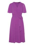 Lauren Ralph Lauren Belted Georgette Dress Lila